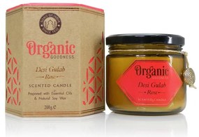 Naturalna sojowa świeca zapachowa Desi Gulab - Rose 200 g wbursztynowym szkle