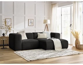 Czarny narożnik z materiału bouclé (prawostronny) Zephyr – Bobochic Paris