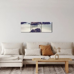 Obraz klifów we mgle (z zegarem) (90x30 cm)