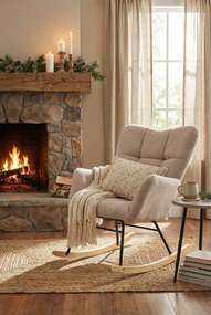 Beżowy pikowany fotel bujany A0-L27