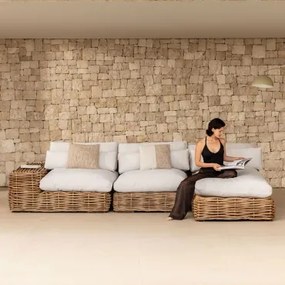 Sofa Modułowy Z Prawym Szezlongiem Ogrodowy 3-częściowy Z Rattanu Milu Style Miel - Sklum
