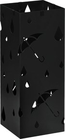 HOMCOM Stojak na Parasole, 4 Haczyki, Tacka Ociekowa, Stal, Czarny