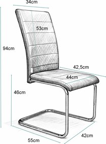 Krzesło Lotus na płozach chromowanych czarna eco skóra – nowoczesne, wygodne