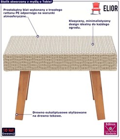 Beżowy minimalistyczny stolik ogrodowy - Linder