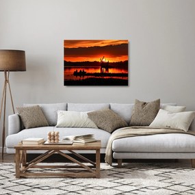 Obraz na szkle - Rybacy na jeziorze (70x50 cm)