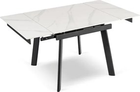 Stół Rozkładany Kwadratowy LARES 90-150 cm Ceramiczny Biały Marmur/Czarny Nowoczesny