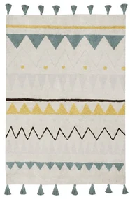 Kremowy bawełniany dywan dziecięcy tkany ręcznie odpowiedni do prania 120x160 cm Azteca Vintage Blue – Lorena Canals