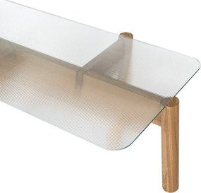 Stolik ze szklanym blatem w naturalnym kolorze 55x105 cm Kob – noo.ma