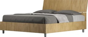 Łóżko wyposażone w stelaż z listwami 160x200 Nachylony zagłówek Dąb naturalny Demas