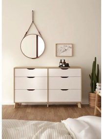 Biało-naturalna komoda w dekorze dębu 156x92x40 cm Ikast – Tvilum