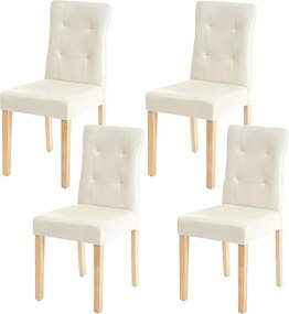 Krzesło do jadalni MCW-E58 (zestaw 4 sztuk),  kremowa sztuczna skóra, jasne nogi