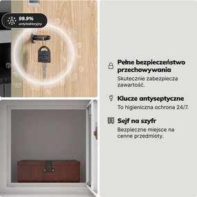 Szafa biurowa metalowa z sejfem biała/dąb sonoma, 900x1850x400 mm: FILIP II Eco Design