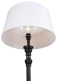 Klasyczna lampa podłogowa czarna klosz lniany biały 45cm - Classico klasyczny/Antyczny Oswietlenie wewnetrzne