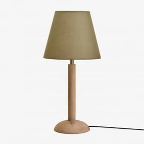 Lampa Stołowa Z Drewna Mango Harry Drewno Mango & Sage Green Ø25 Cm - ↑20 Cm Caracas - Sklum
