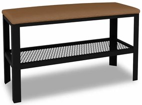 Siedzisko z metalowym stelażem w stylu loft czarny + ciemny beż - Sagal 4X