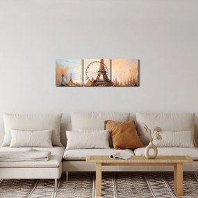 Obraz - Obraz wieży Eiffla (z zegarem) (90x30 cm)