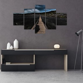 Obraz drewnianej ścieżki o zmierzchu (125x70 cm)