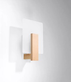 Kinkiety skandynawski Nappo, drewno/szkło - 1 źródło światła 4000K - L.16 x H.30.5 cm - naturalne drewno