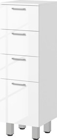 Kleankin szafka łazienkowa biała z 4 szufladami elegancka z płyty wiórowej Biały 30D x 30S x 93W cm | Aosom PL