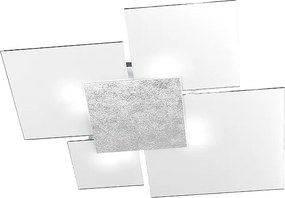 Lampa sufitowa prostokątna Toplight Upgrade, 4 światła, oprawka GX53, konstrukcja srebrno-biała, nowoczesny design, 91x86x15 cm