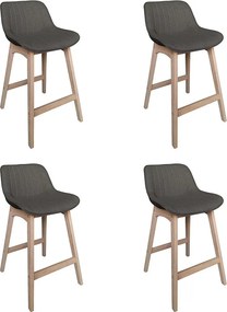 Komplet dębowych krzeseł wyspowych i barowych z siedziskiem z tkaniny MELLOW o szerokości 65 cm