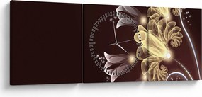 Obraz - Świecące kwiaty (z zegarem) (90x30 cm)