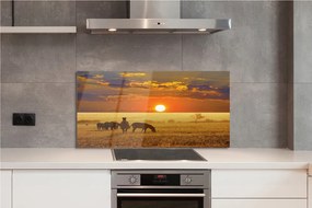 Panel szklany do Kuchni Zebry o Zachodzie Słońca