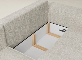 Beżowy rozkładany/ze schowkiem narożnik z tkaniny szenilowej (lewostronny/w kształcie litery L) Tonga – Maison de Rêve