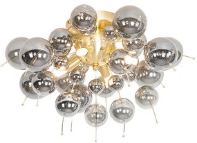 Designerska lampa sufitowa mosiądz z przydymionym szkłem 4-światła - ExplodeDesignerski Oswietlenie wewnetrzne