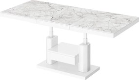 Nowoczesny ławostół z półką i szufladą Quadro Max marmur/biały