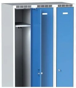 Alfa 3 Metalowa szafka ubraniowa, 3-drzwiowa, 1800 x 900 x 500 mm, zamek obrotowy, drzwi pomarańczowe