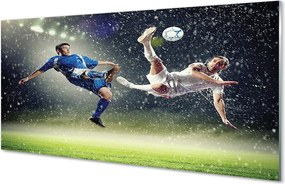 Szklany Panel Piłka Nożna w Strugach Deszczu