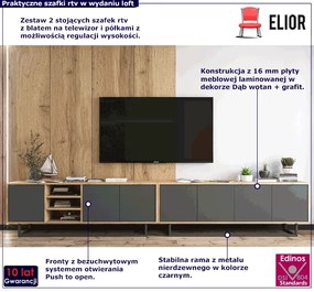 Zestaw stojących szafek rtv dąb wotan + grafit Z5-D03