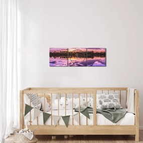 Obraz fioletowego nieba (z zegarem) (90x30 cm)
