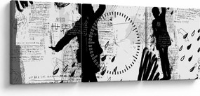 Obraz - Sztuka uliczna - zamieszanie (z zegarem) (90x30 cm)