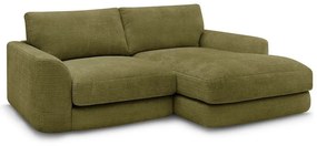 Narożnik z tkaniny szenilowej (prawostronny/z szezlongiem) w kolorze khaki Leonore – Bobochic Paris