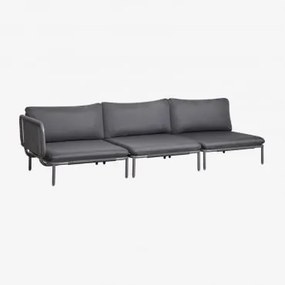 Sofa Modułowy Narożny Ogrodowy 3-częściowy Ze Stali Roubly Grafitowa Szarość - Sklum