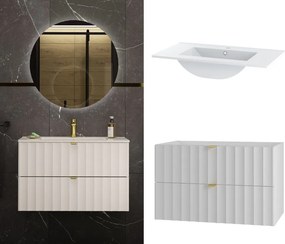 Szafka z umywalką wpuszczaną Arcos 07, biały mat, 80 cm - zestaw 3