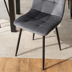 Krzesło Tapicerowane do Jadalni PERU Szare Welurowe Nowoczesne Loft