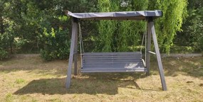 Huśtawka ogrodowa drewniana Kaori 4X szara - 180 cm