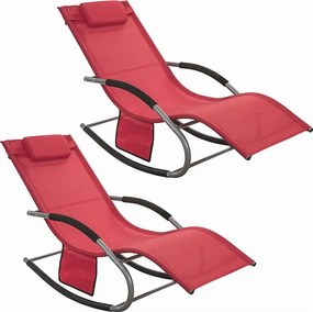 SoBuy 2 x Leżak bujany z zagłówkiem OGS28-Rx2