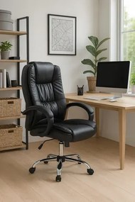 Czarny ergonomiczny biurowy fotel obrotowy - Loko