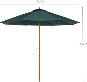 Outsunny Parasol ogrodowy 27m zielony z ochroną UV i stabilną konstrukcją | Aosom PL