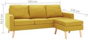 3-osobowa żółta sofa z podnóżkiem H6-B21