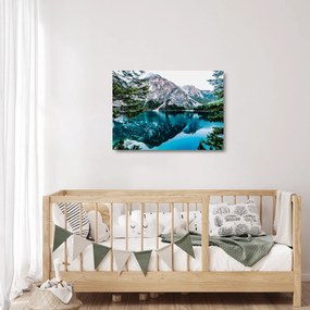 Obraz na szkle jeziora w Alpach (70x50 cm)