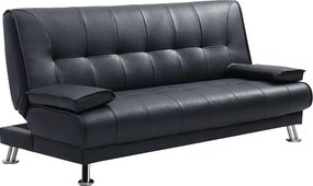 Kanapa z prostym mechanizmem rozkładania MAXIME z ekoskóry - Kolor: czarny