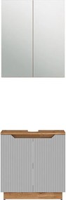 Zestaw mebli łazienkowych dąb/szary w paski 59.8x32x62.1 lotta