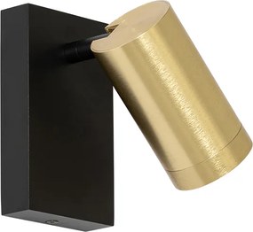 Lampa ścienna czarna ze złotem, regulowana z przełącznikiem - Jeana Luxe