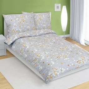 Bellatex Pościel krepa Kytička szara, 140 x 200cm, 70 x 90 cm