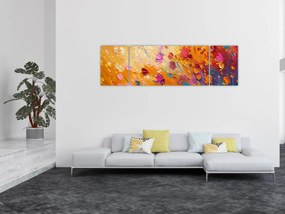 Obraz - Malowanie kolorowych kwiatów (170x50 cm)